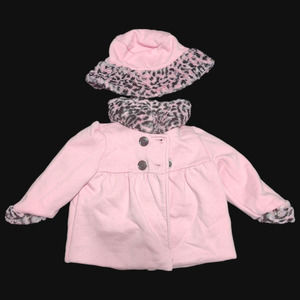 Girls Rule Fur cuffed Jacket and matching hat. 12Mo